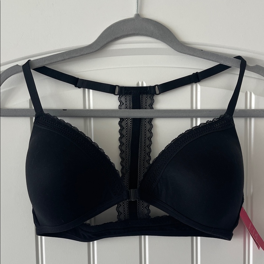 Xhileration Black Wireless Lace Racerback Bra‎ 36C NWT